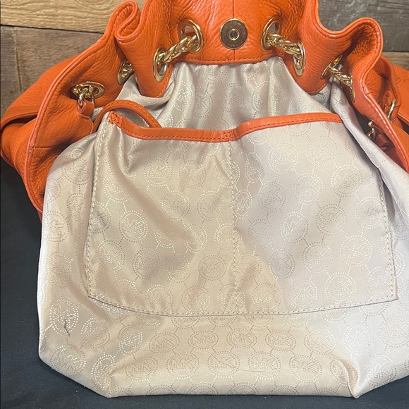 Michael Kors Orange/Rust Leather Hobo Shoulder Bag with gold hardware - Picture 6 of 16